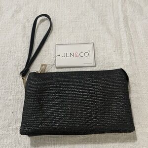 NEW CROSSBODY PURSE JEN & CO RILEY Micro Straw Black Bag Clutch Cocktail